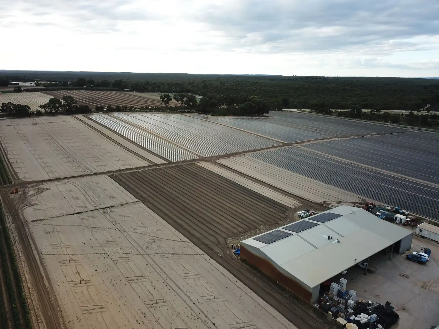 Aerial view of a solar installation